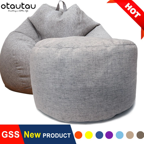 Cozy Linen Bean Bag Chair - Stuffed Pouf Ottoman for Relaxation and Comfort