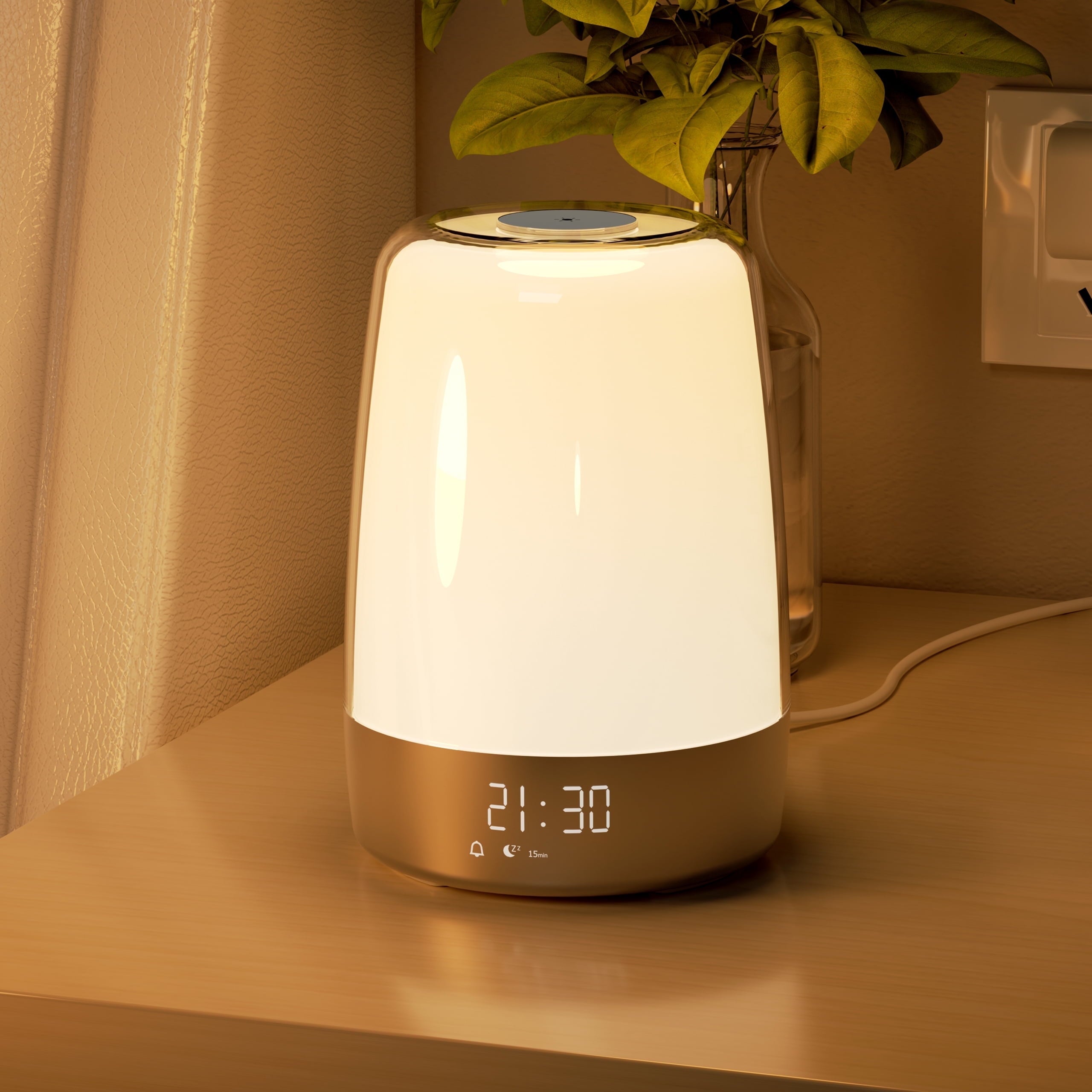 Experience Gentle Mornings with Our Sunrise Alarm Clock - 3-Way Dimmable RGB Bedside Lamp for Heavy Sleepers
